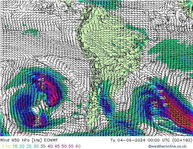 Vent 950 hPa ECMWF mar 04.06.2024 00 UTC