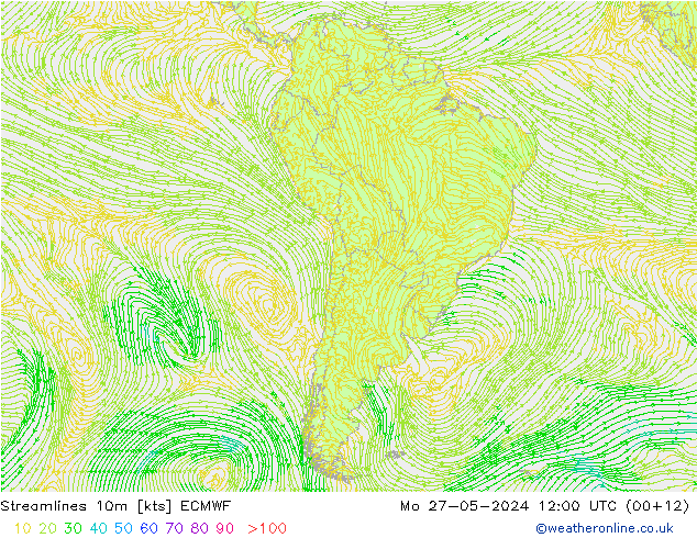 Linea di flusso 10m ECMWF lun 27.05.2024 12 UTC