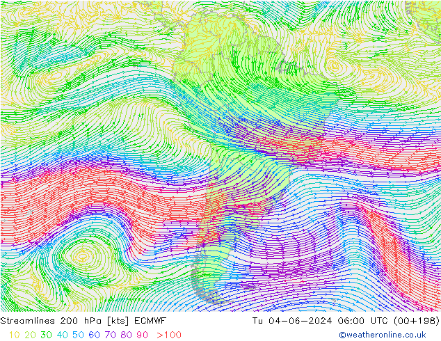 ветер 200 гПа ECMWF вт 04.06.2024 06 UTC