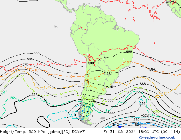 Z500/Rain (+SLP)/Z850 ECMWF Fr 31.05.2024 18 UTC