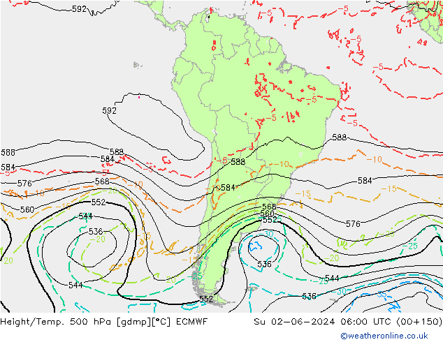 Z500/Rain (+SLP)/Z850 ECMWF Su 02.06.2024 06 UTC