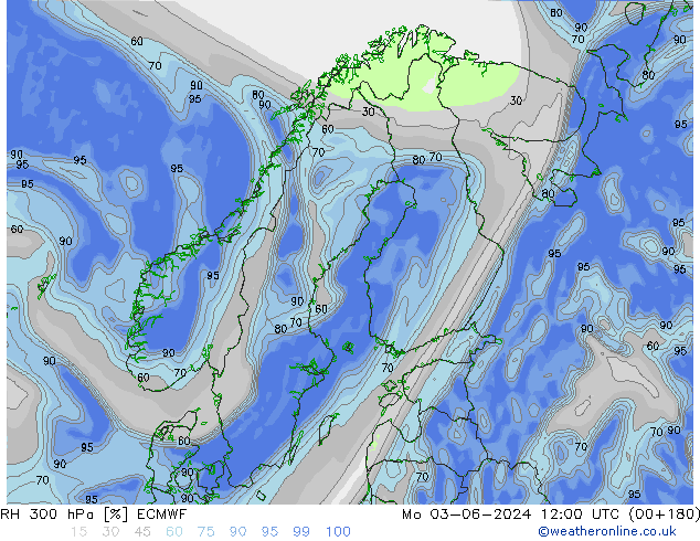 Humedad rel. 300hPa ECMWF lun 03.06.2024 12 UTC