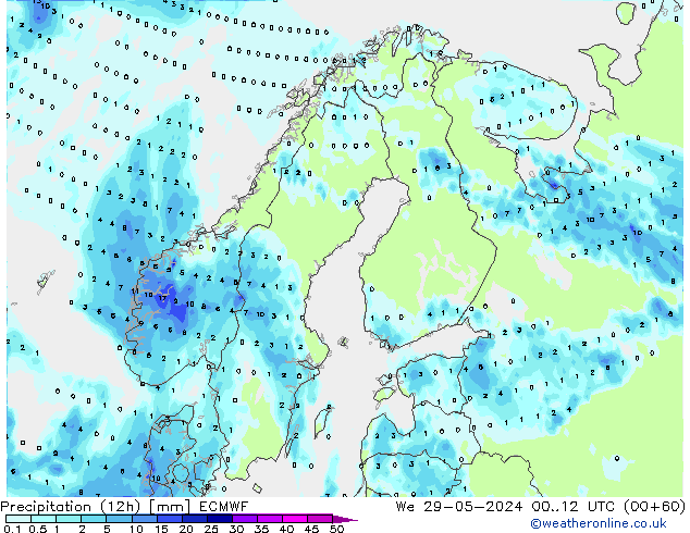 Precipitazione (12h) ECMWF mer 29.05.2024 12 UTC