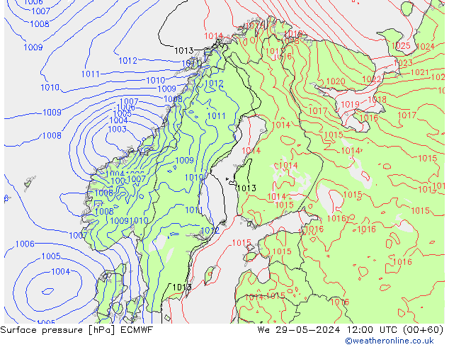 Pressione al suolo ECMWF mer 29.05.2024 12 UTC