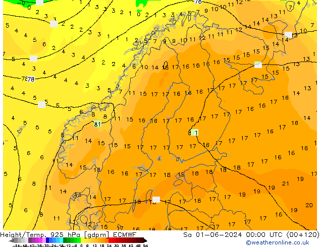 Geop./Temp. 925 hPa ECMWF sáb 01.06.2024 00 UTC