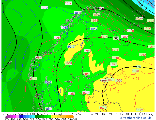 500-1000 hPa Kalınlığı ECMWF Sa 28.05.2024 12 UTC