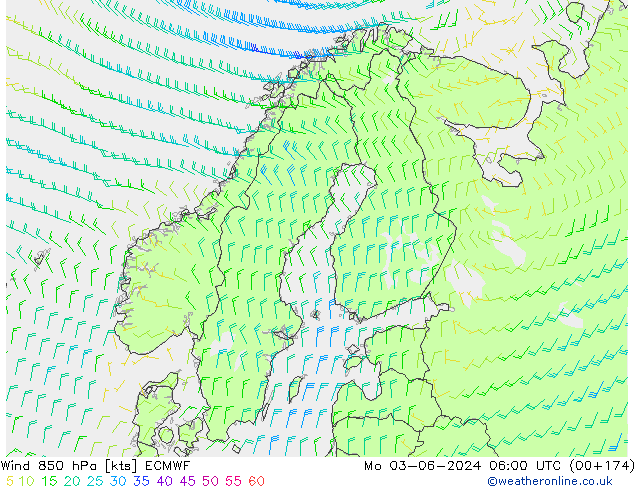 Wind 850 hPa ECMWF Mo 03.06.2024 06 UTC