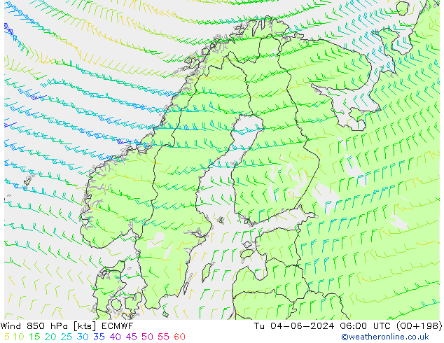 ветер 850 гПа ECMWF вт 04.06.2024 06 UTC