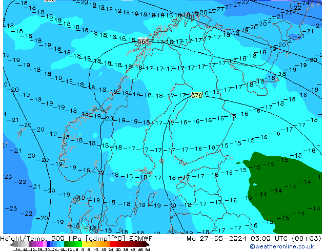 Geop./Temp. 500 hPa ECMWF lun 27.05.2024 03 UTC