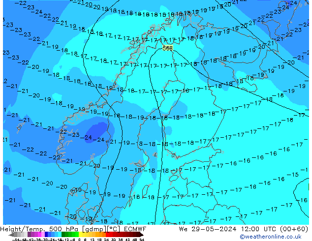 Z500/Rain (+SLP)/Z850 ECMWF ср 29.05.2024 12 UTC