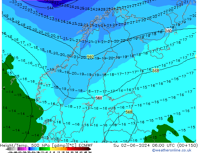 Z500/Rain (+SLP)/Z850 ECMWF Su 02.06.2024 06 UTC