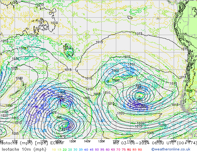 Isotachs (mph) ECMWF Po 03.06.2024 06 UTC