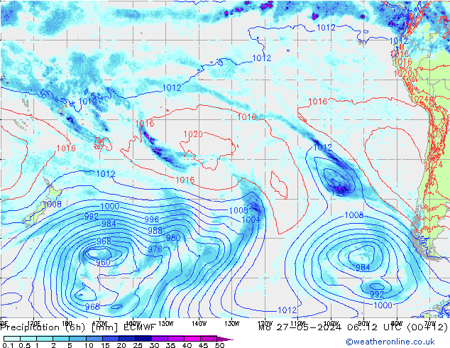 Z500/Regen(+SLP)/Z850 ECMWF ma 27.05.2024 12 UTC