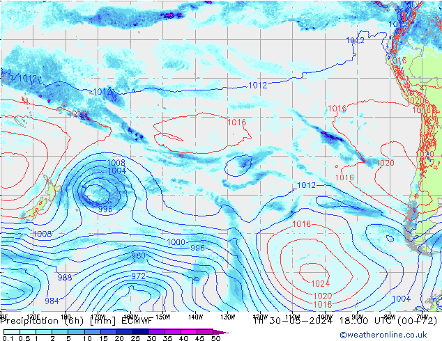 Z500/Rain (+SLP)/Z850 ECMWF Th 30.05.2024 00 UTC