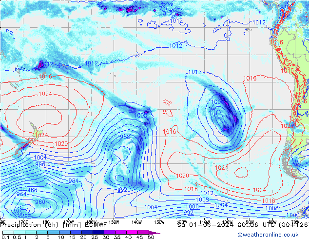 Z500/Rain (+SLP)/Z850 ECMWF sab 01.06.2024 06 UTC