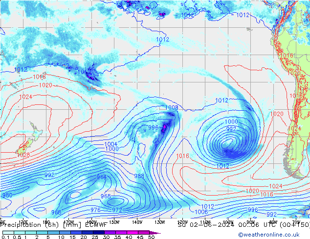 Z500/Rain (+SLP)/Z850 ECMWF Dom 02.06.2024 06 UTC