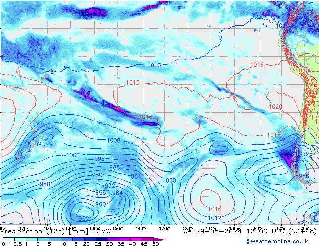 Precipitação (12h) ECMWF Qua 29.05.2024 00 UTC