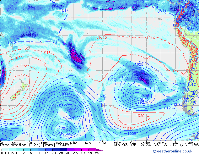 opad (12h) ECMWF pon. 03.06.2024 18 UTC