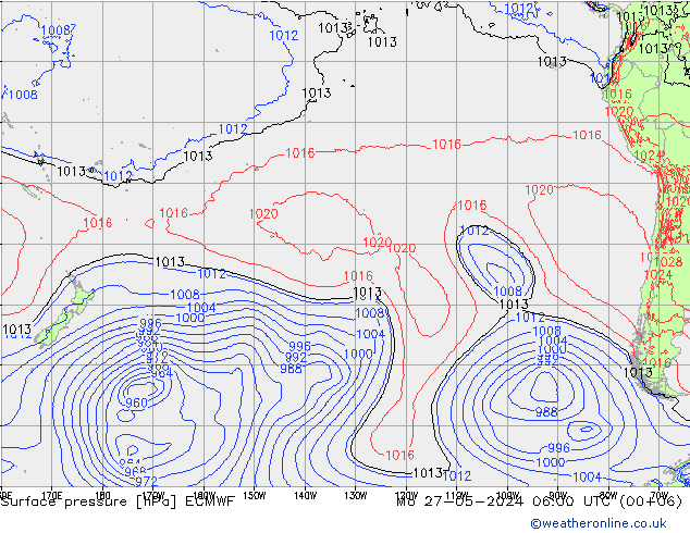 приземное давление ECMWF пн 27.05.2024 06 UTC