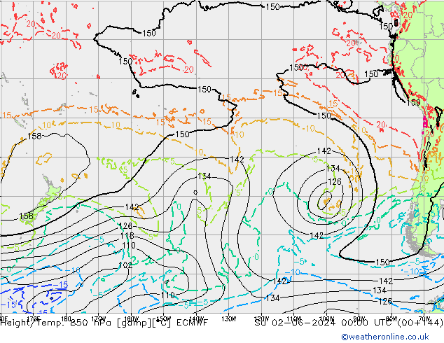 Z500/Rain (+SLP)/Z850 ECMWF Dom 02.06.2024 00 UTC