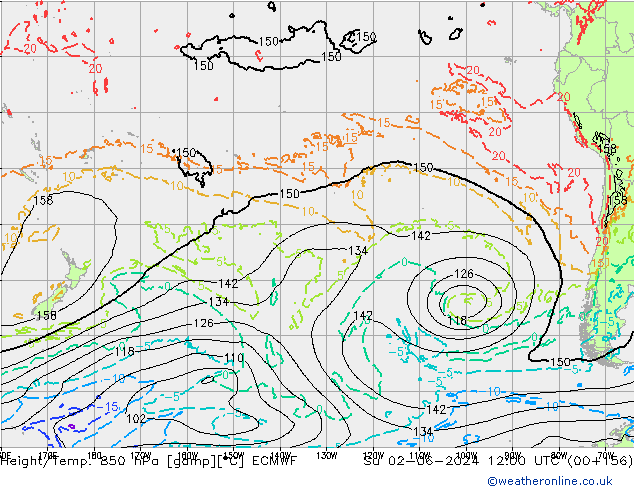 Géop./Temp. 850 hPa ECMWF dim 02.06.2024 12 UTC