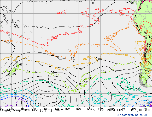 Height/Temp. 925 hPa ECMWF We 29.05.2024 00 UTC