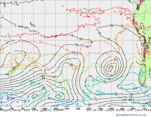 Geop./Temp. 925 hPa ECMWF dom 02.06.2024 00 UTC