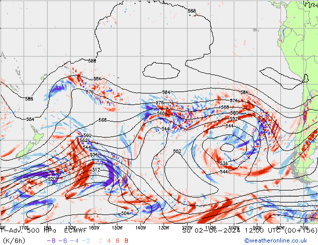 T-Adv. 500 hPa ECMWF zo 02.06.2024 12 UTC