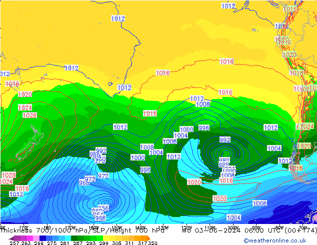 Thck 700-1000 hPa ECMWF Mo 03.06.2024 06 UTC