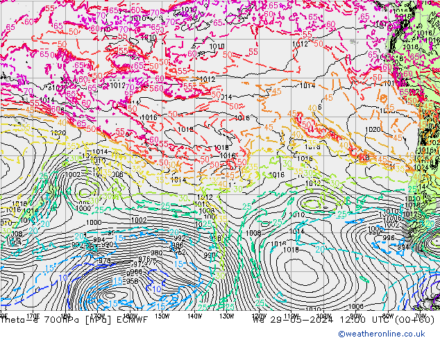 Theta-e 700hPa ECMWF Çar 29.05.2024 12 UTC