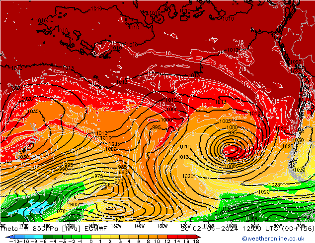 Theta-W 850hPa ECMWF zo 02.06.2024 12 UTC