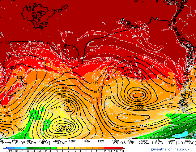 Theta-W 850hPa ECMWF Po 03.06.2024 12 UTC