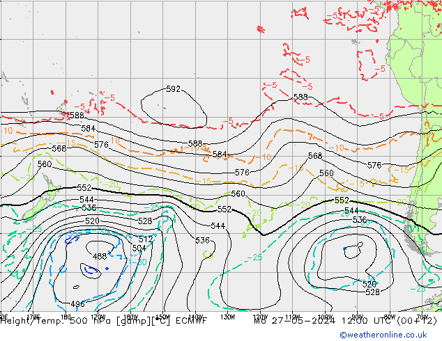 Z500/Regen(+SLP)/Z850 ECMWF ma 27.05.2024 12 UTC