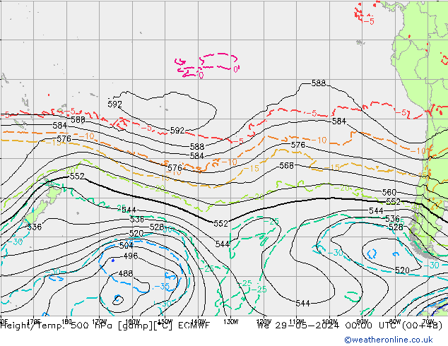 Z500/Yağmur (+YB)/Z850 ECMWF Çar 29.05.2024 00 UTC