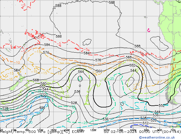 Geop./Temp. 500 hPa ECMWF dom 02.06.2024 00 UTC