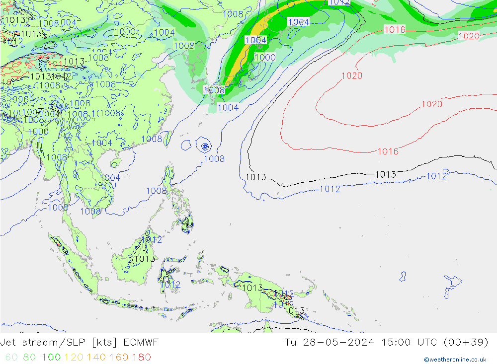 джет/приземное давление ECMWF вт 28.05.2024 15 UTC