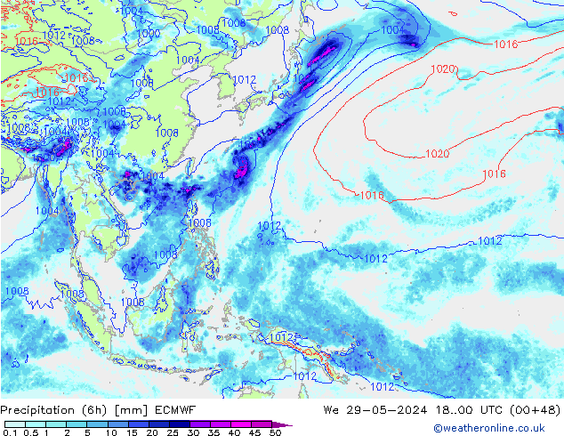 Z500/Rain (+SLP)/Z850 ECMWF mer 29.05.2024 00 UTC