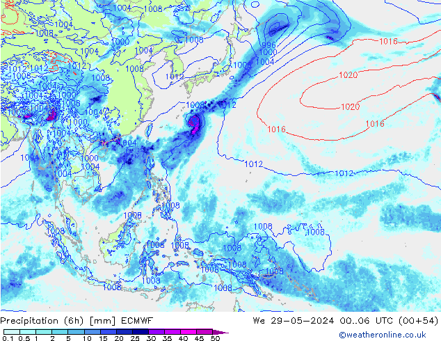 Z500/Rain (+SLP)/Z850 ECMWF mié 29.05.2024 06 UTC