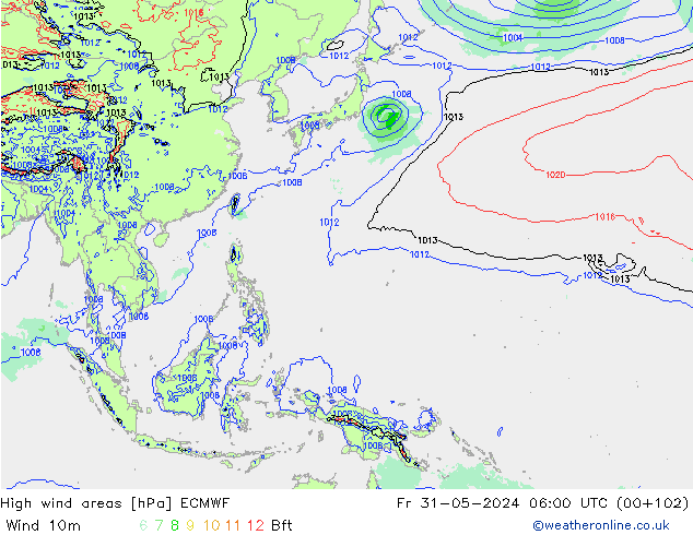 Windvelden ECMWF vr 31.05.2024 06 UTC