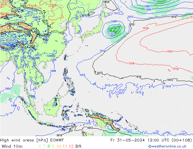 High wind areas ECMWF  31.05.2024 12 UTC