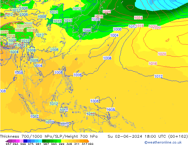 Thck 700-1000 hPa ECMWF nie. 02.06.2024 18 UTC