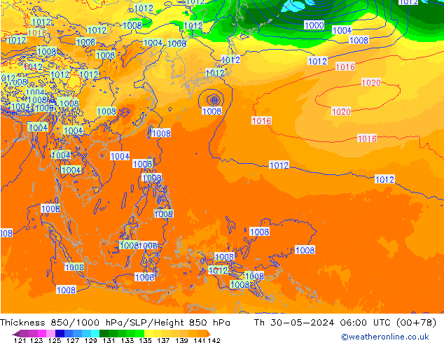 Thck 850-1000 hPa ECMWF jeu 30.05.2024 06 UTC