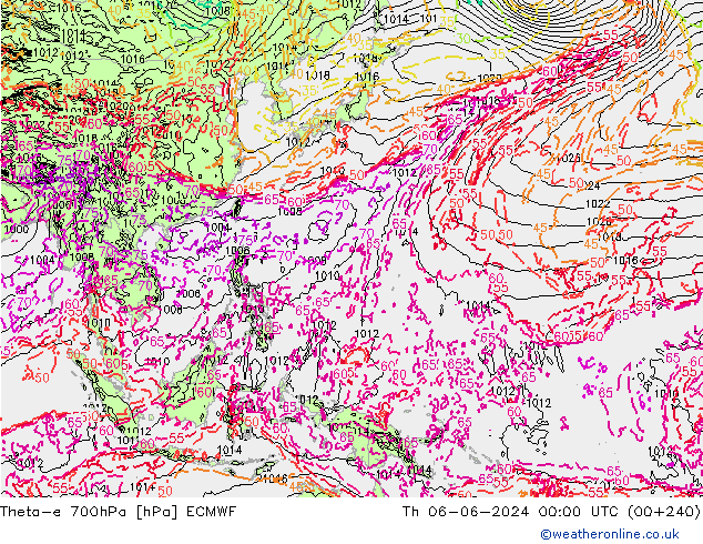 Theta-e 700hPa ECMWF Per 06.06.2024 00 UTC