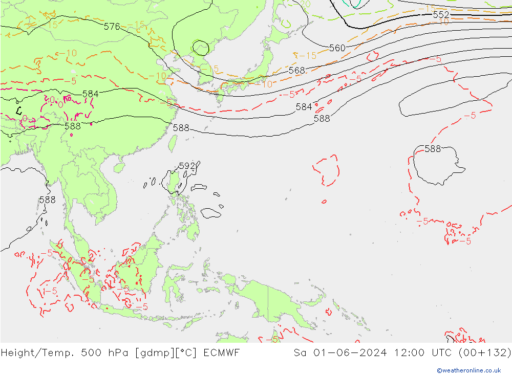 Z500/Rain (+SLP)/Z850 ECMWF sab 01.06.2024 12 UTC