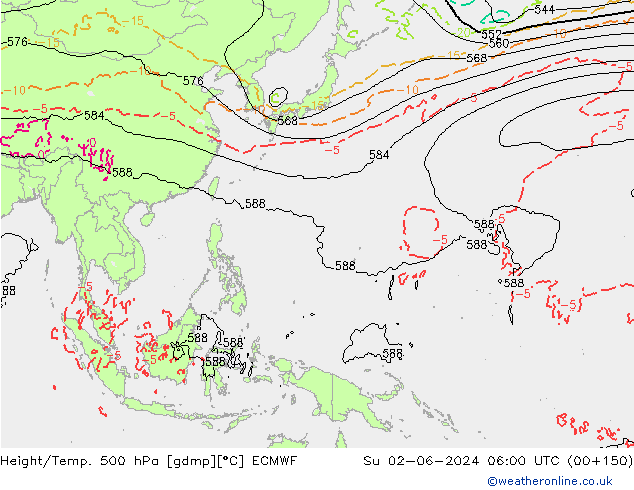 Z500/Rain (+SLP)/Z850 ECMWF Su 02.06.2024 06 UTC