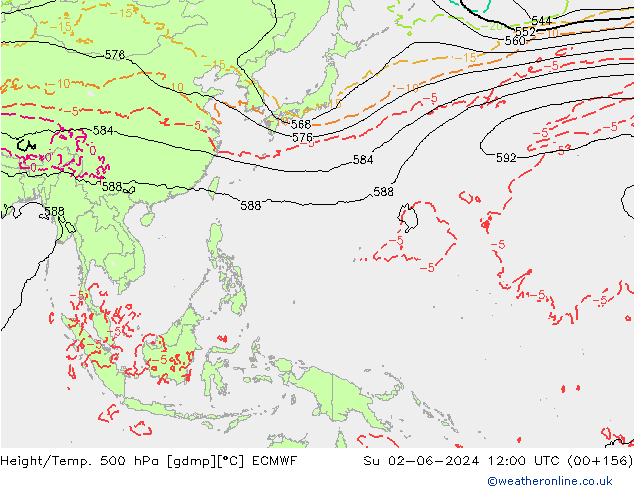 Z500/Rain (+SLP)/Z850 ECMWF nie. 02.06.2024 12 UTC