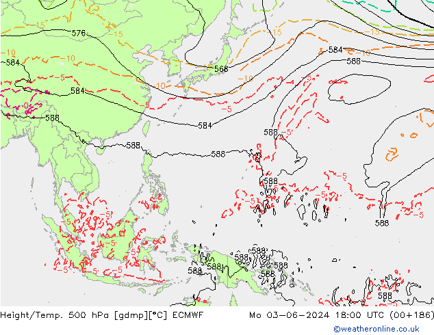 Z500/Rain (+SLP)/Z850 ECMWF Mo 03.06.2024 18 UTC