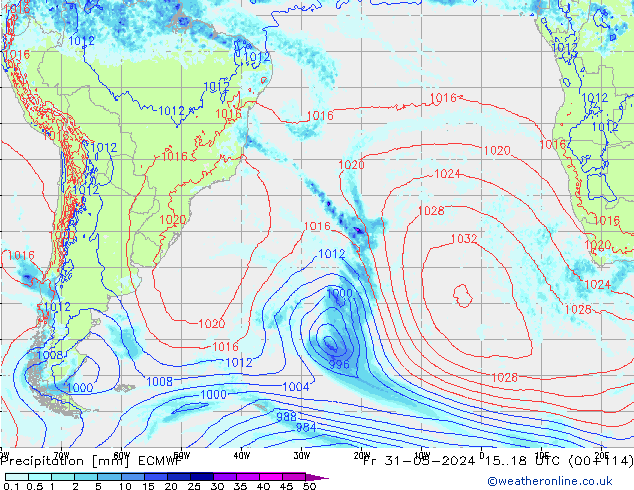 Precipitation ECMWF Fr 31.05.2024 18 UTC