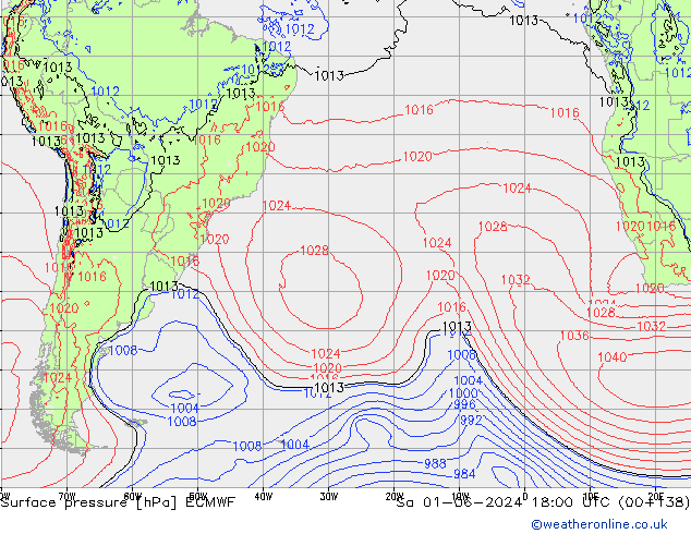 Surface pressure ECMWF Sa 01.06.2024 18 UTC