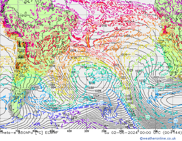 Theta-e 850hPa ECMWF Ne 02.06.2024 00 UTC